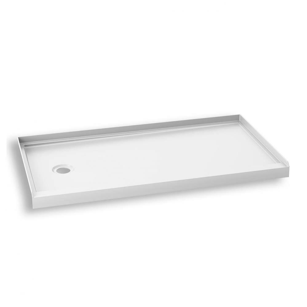 KONCEPT™ 60x30 Rectangular Acrylic Shower Base 60x30 with Left Drain and Integrated Tiling Flang