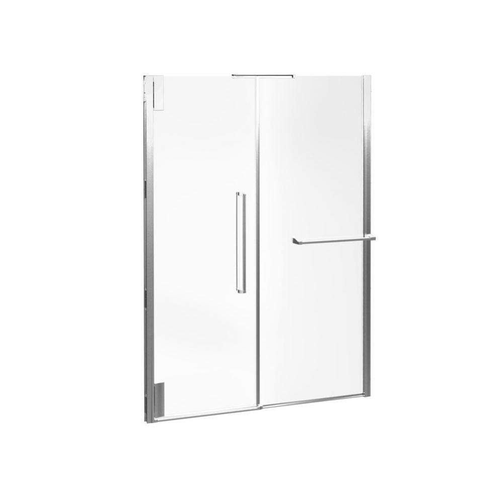 KLASS? 60'' Rectangular Frameless Pivot Alcove Shower Door Right Opening Chrome Clear
