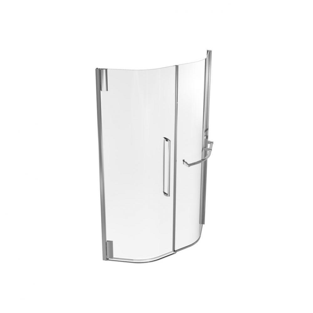 KLASS? 40x40  Fixed Panel Only Neo-Angle Corner Frameless Pivot Shower Door Left Opening Chrome