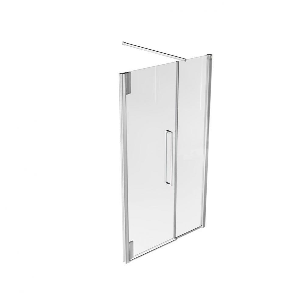 KLASS? 48'' Rectangular Frameless Pivot Alcove Shower Door Right Opening Chrome Clear