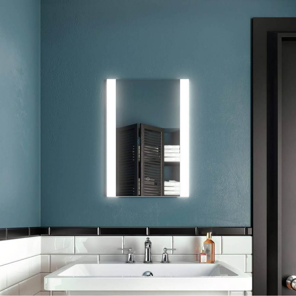 ACCENT Rect. LED Lighting Mirror 18 x 26 With Vertical Frosted Acrylic Strips and 2-Tones Touch Sw