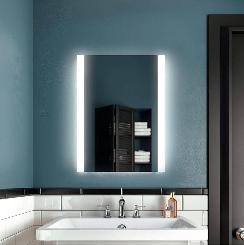 ACCENT Rect. LED Lighting Mirror 24 x 32 With Vertical Frosted Acrylic Strips and 2-Tones Touch Sw