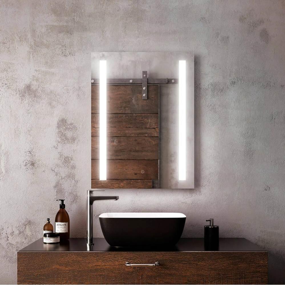 BRILIA Rect. LED Lighting Mirror 24 x 32 With Interior Frosted Vertical Strips and 2-Tones Touch S