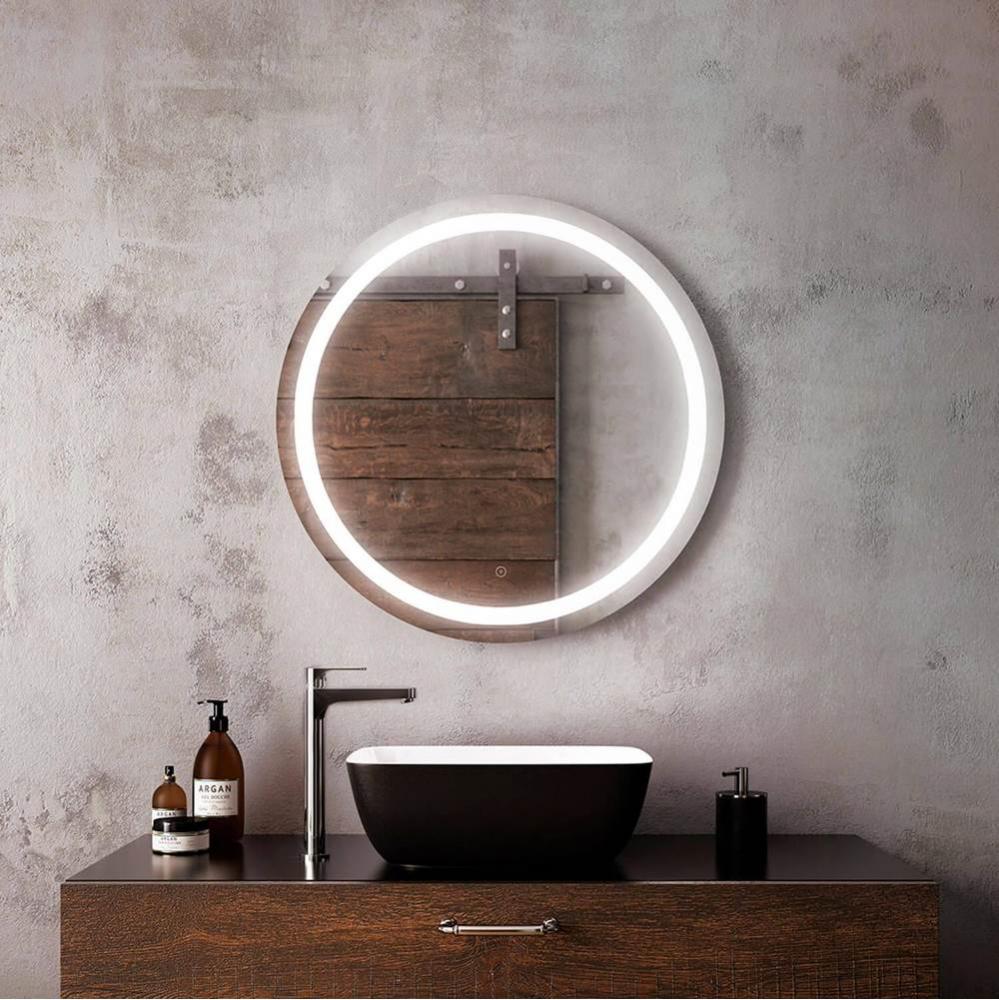 EFFECT Round LED Lighting Mirror 30 x 30 With Interior Frosted Strip and 2-Tones Touch Switch