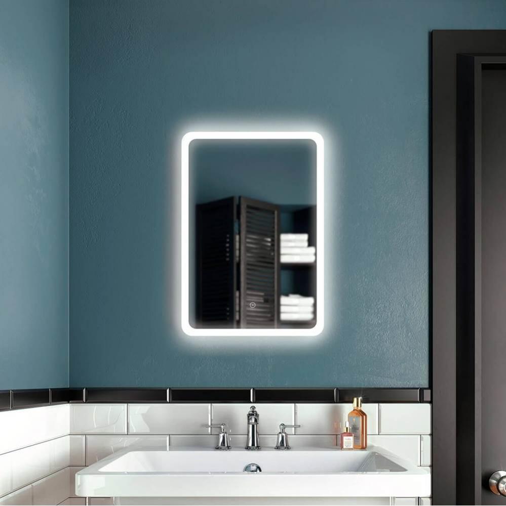 PROFILA Rect. LED Lighting Mirror 18 x 26 With Frosted Strip Edge and 2-Tones Touch Switch