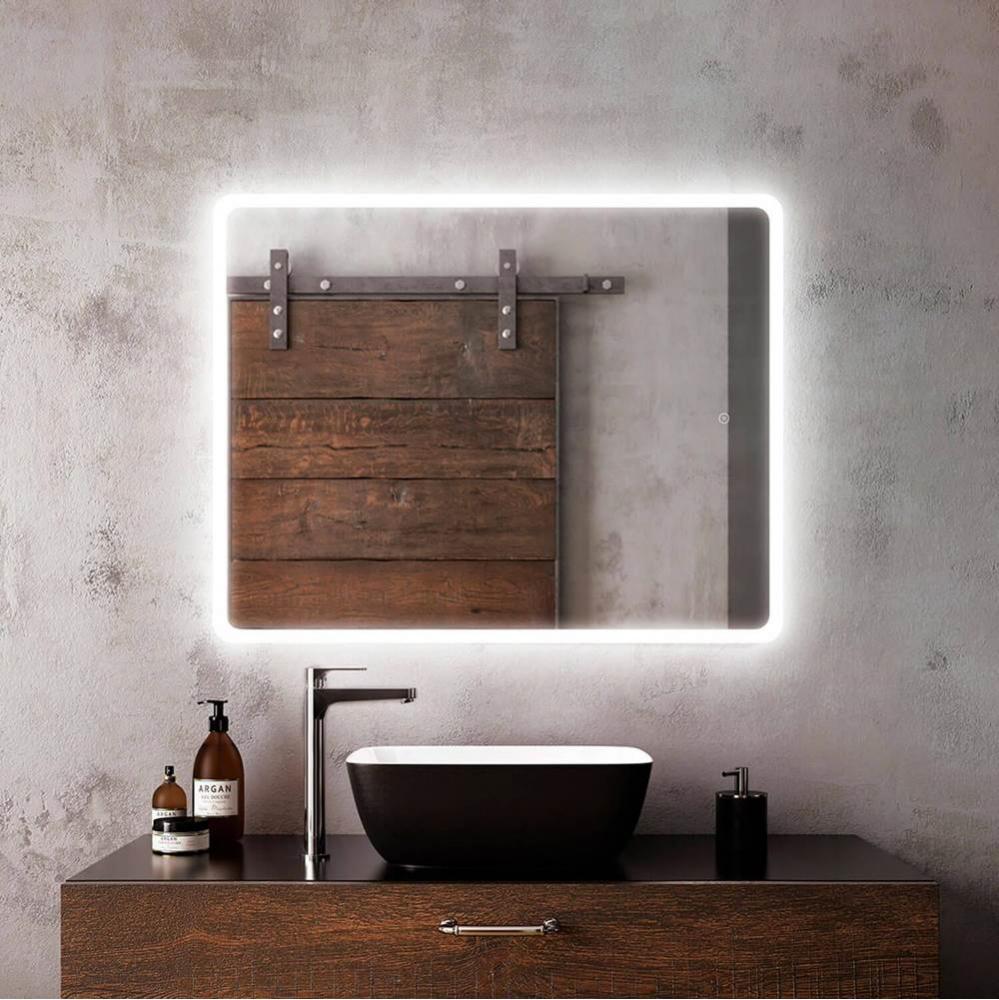 PROFILA Rect. LED Lighting Mirror 30 x 38 With Frosted Strip Edge and 2-Tones Touch Switch