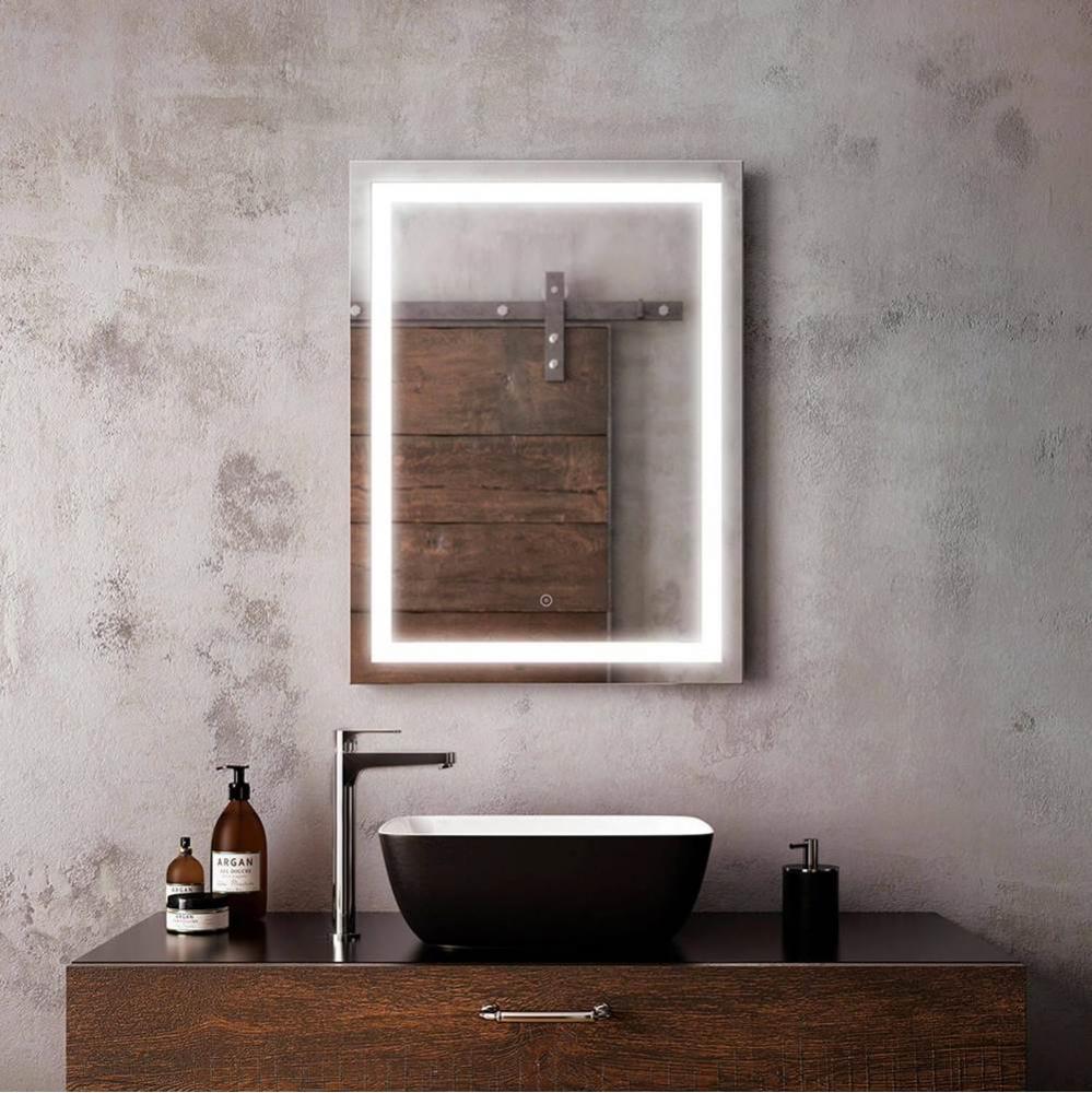 EFFECT Rectangle LED Lighting Mirror 24 x 32 With Interior Frosted Strip and 2-Tones Touch Switch
