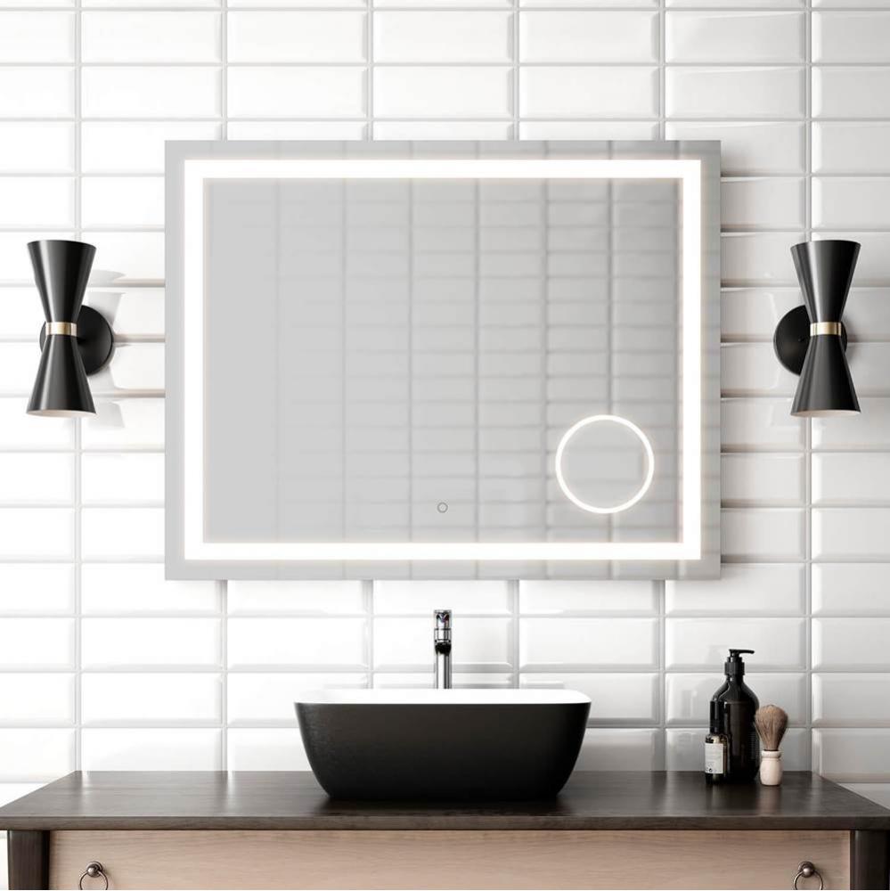 EFFECT LED Illuminated Rectangular Mirror with Frosted Strip, Illuminated Magnifying Mirror (3X)