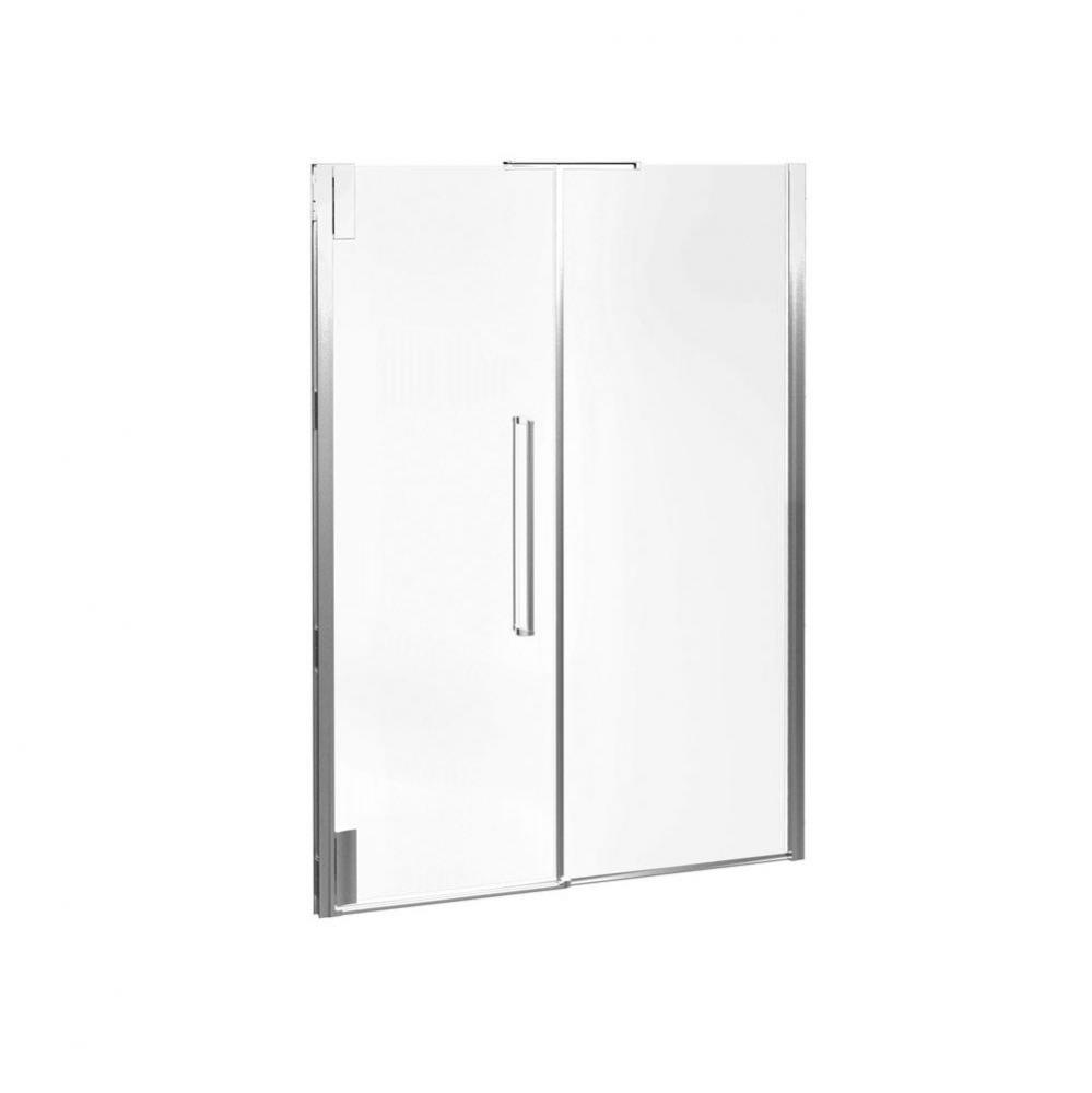 KLASS? 60'' Rectangular Frameless Pivot Alcove Shower Door Right Opening Chrome Clear