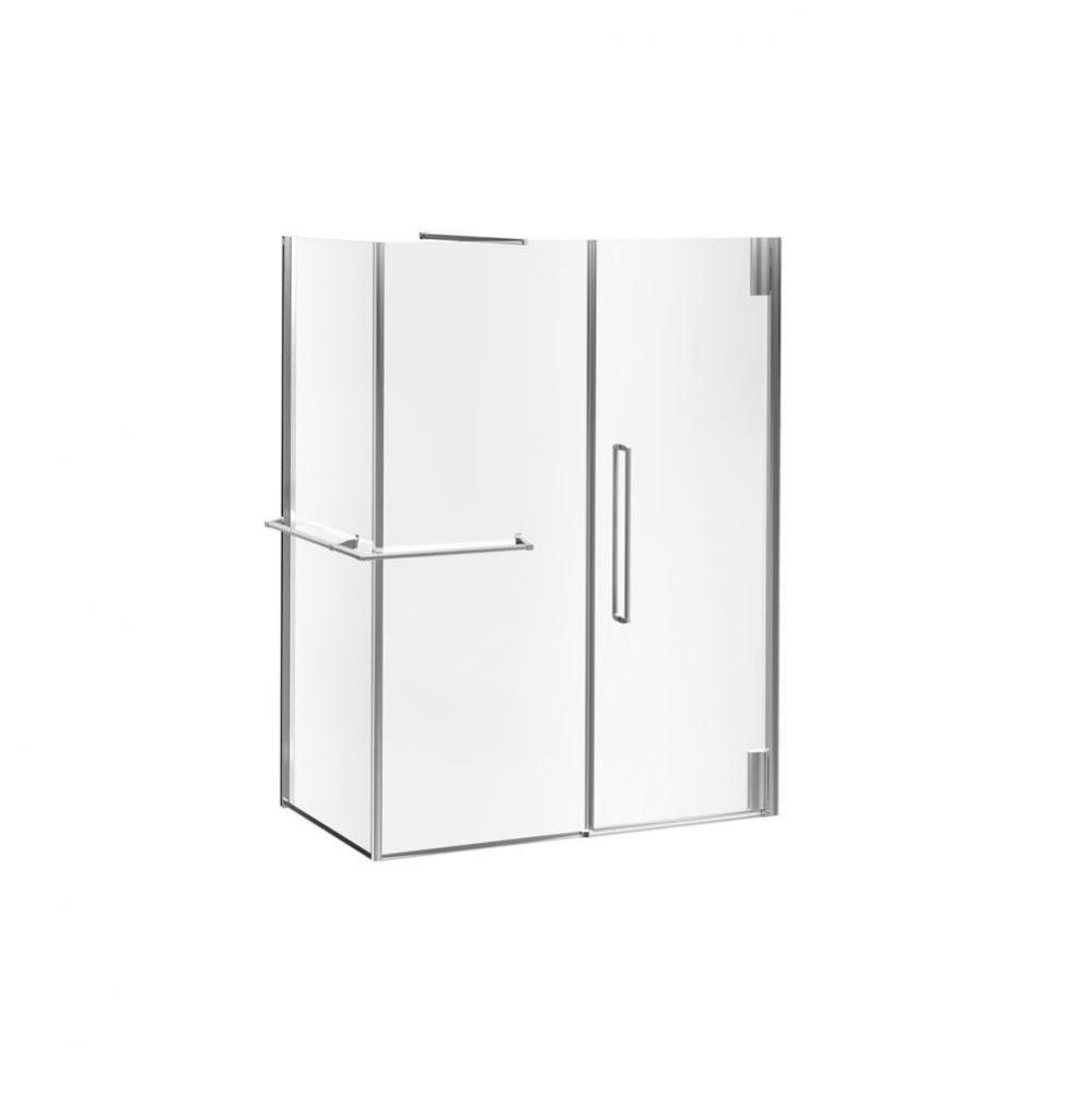 KLASS? 60x36 Fixed & Return Panel Only Rectangular Corner Frameless Pivot Shower Door Left