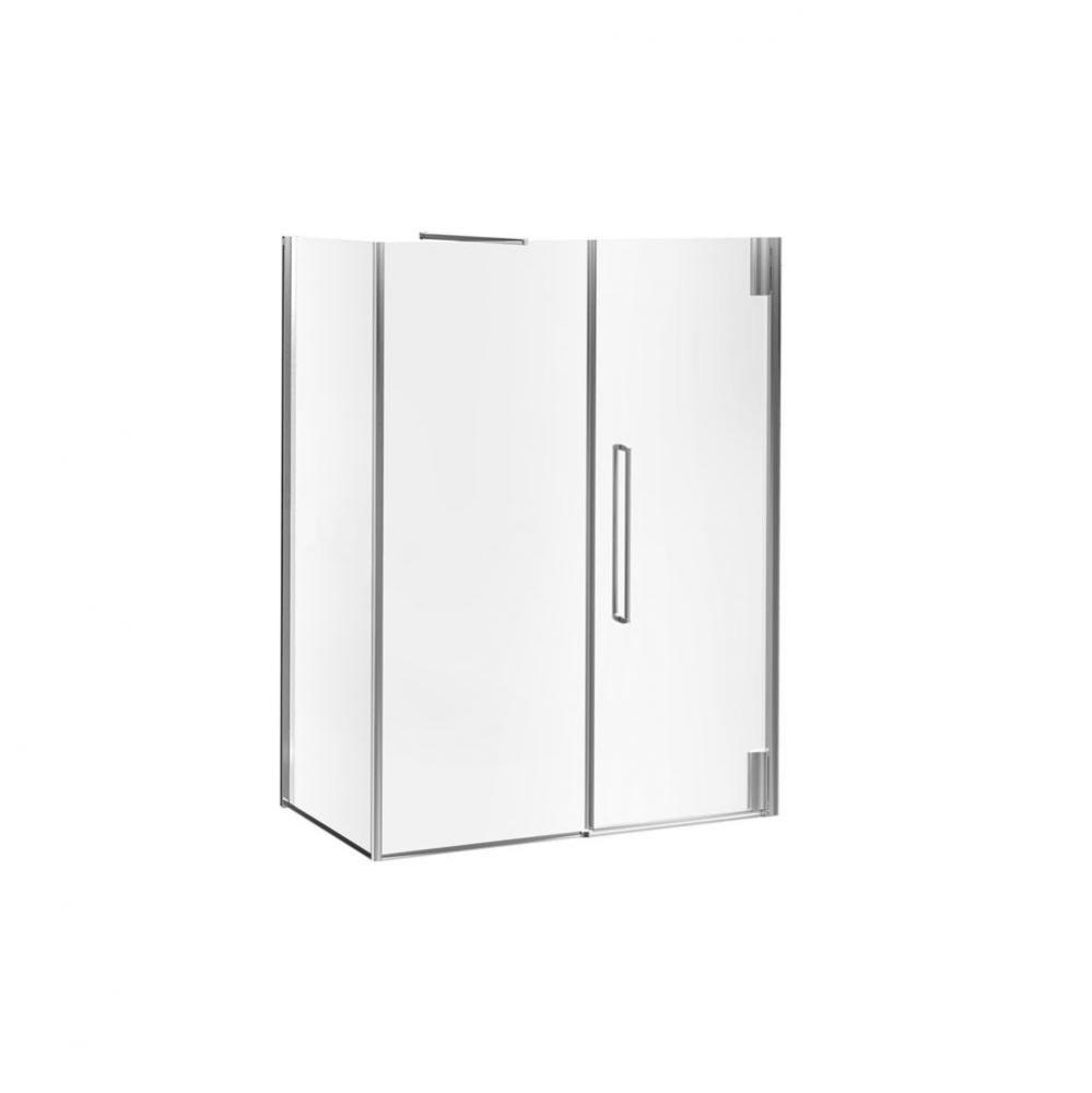 KLASS? 60x36 Fixed & Return Panel Only Rectangular Corner Frameless Pivot Shower Door Right