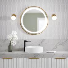 Kalia MR1782-570-180 - EFFECT LED Illuminated Round Mirror with Frosted Strip, Brushed Gold Frame and Touch-Switch for Co