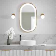 Kalia MR1947-570-180 - EFFECT Oblong LED Illuminated Brushed Gold Frame Mirror with Frosted Strip and Touch-Switch for Co