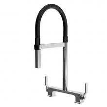 Kalia KF1713-110 - SKYRIDGE PVC Hose 2-Handle Bridge Kitchen Faucet Pull-Down Dual Spray Chrome