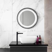 Kalia MR1781-570-001 - EFFECT LED Illuminated Round Mirror with Frosted Strip, Black Frame and Touch-Switch for Color Tem