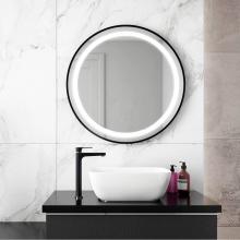 Kalia MR1782-570-001 - EFFECT LED Illuminated Round Mirror with Frosted Strip, Black Frame and Touch-Switch for Color Tem
