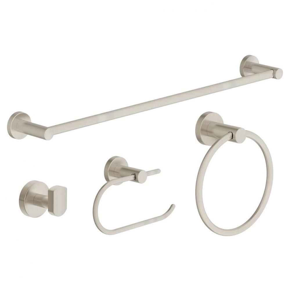 Dia 4-Piece Wall-Mounted Bathroom Hardware Set in Satin Nickel