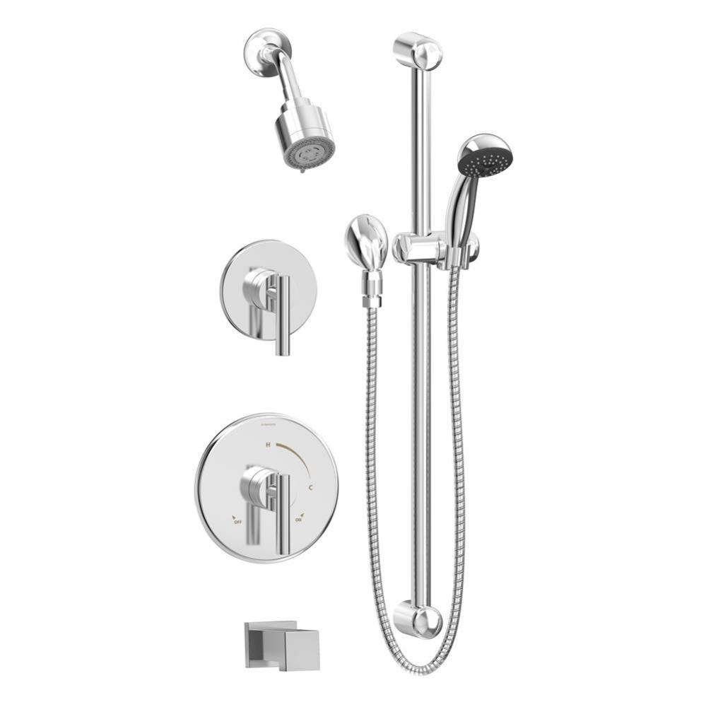 Dia 2-Handle Tub and 3-Spray Shower Trim with 1-Spray Hand Shower in Polished Chrome (Valves Not I