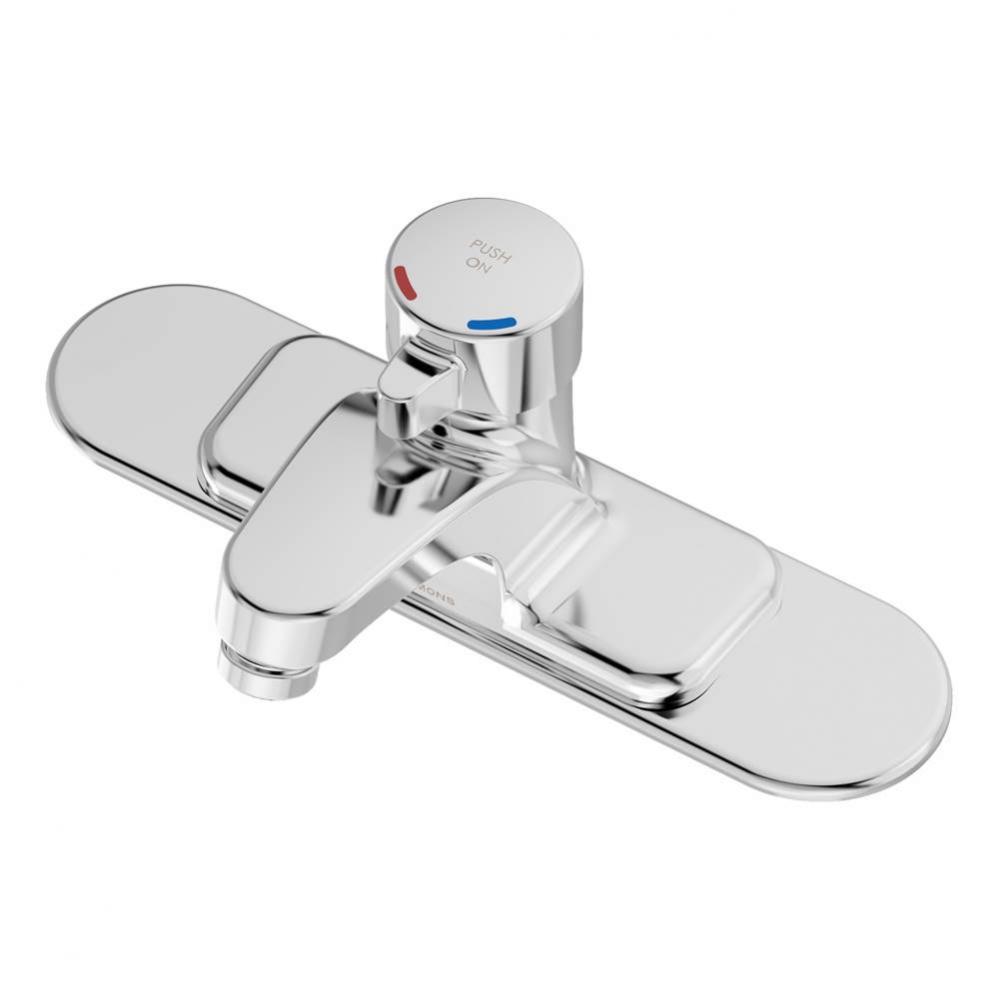 SCOT 8 in. Centerset Single Handle Metering Lavatory Faucet in Polished Chrome (0.5 GPM)