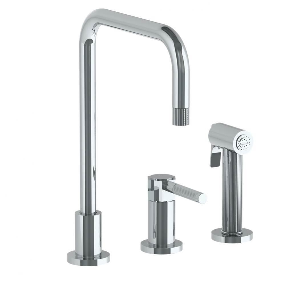 Deck Mounted 3 Hole Kitchen Set - Includes Side Spray