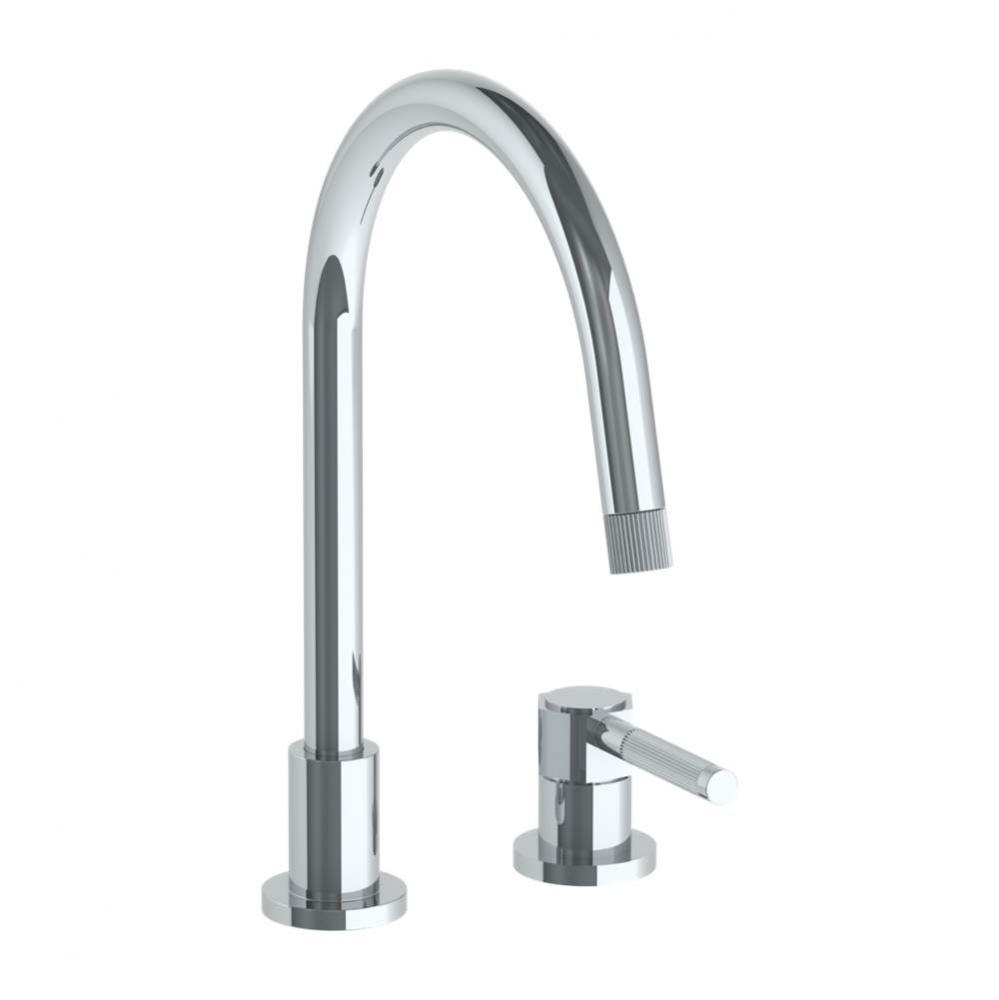 Deck Mounted 2 Hole Gooseneck Kitchen Faucet