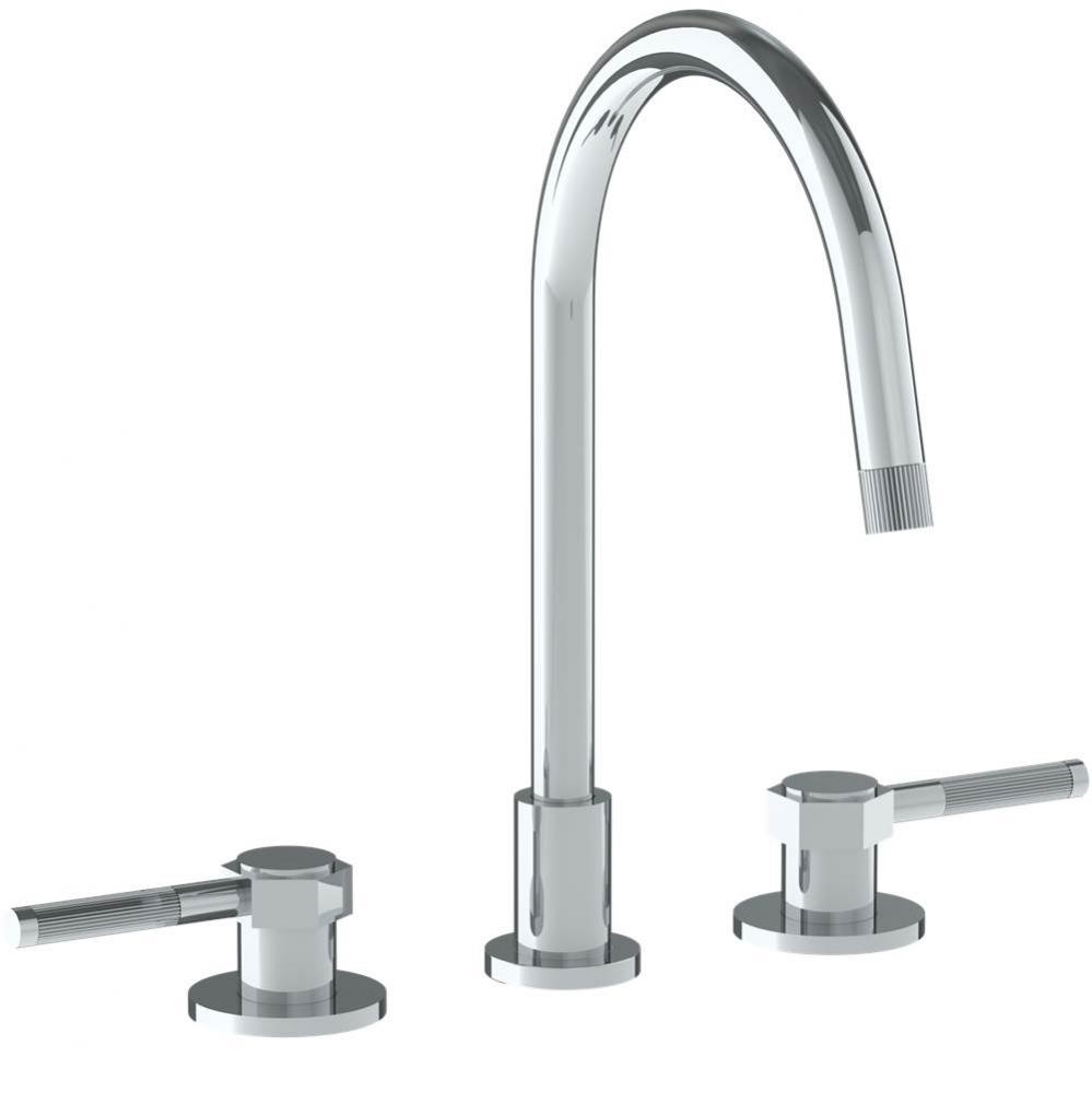 Deck Mounted 3 Hole Gooseneck Kitchen Faucet