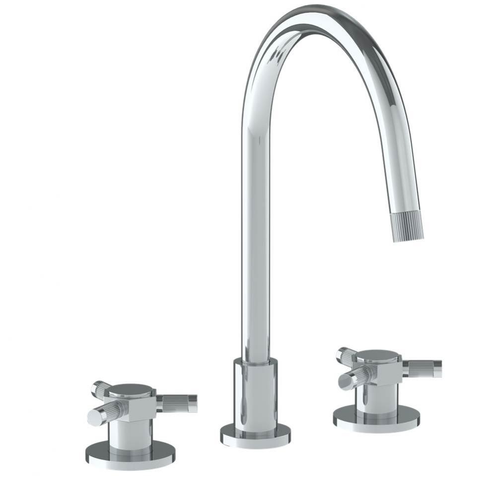 Deck Mounted 3 Hole Gooseneck Kitchen Faucet