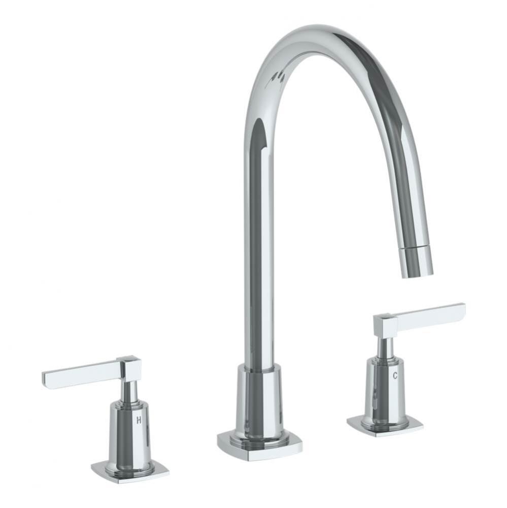Deck Mounted 3 Hole Gooseneck Kitchen Set