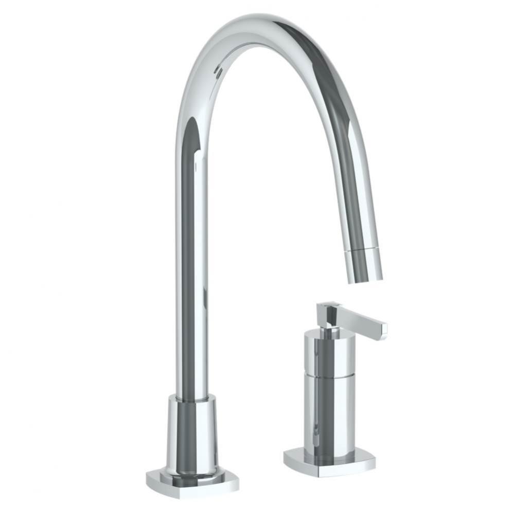 Deck Mounted 2 Hole Gooseneck Kitchen Faucet