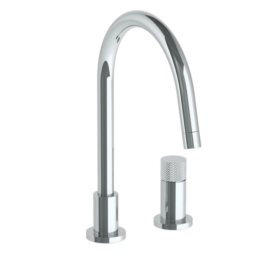 Deck Mounted 2 Hole Gooseneck Kitchen Faucet