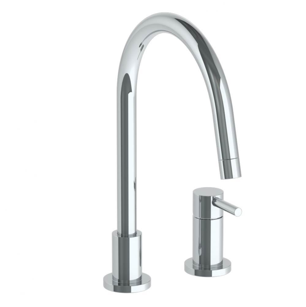 Deck Mounted 2 Hole Gooseneck Kitchen Faucet