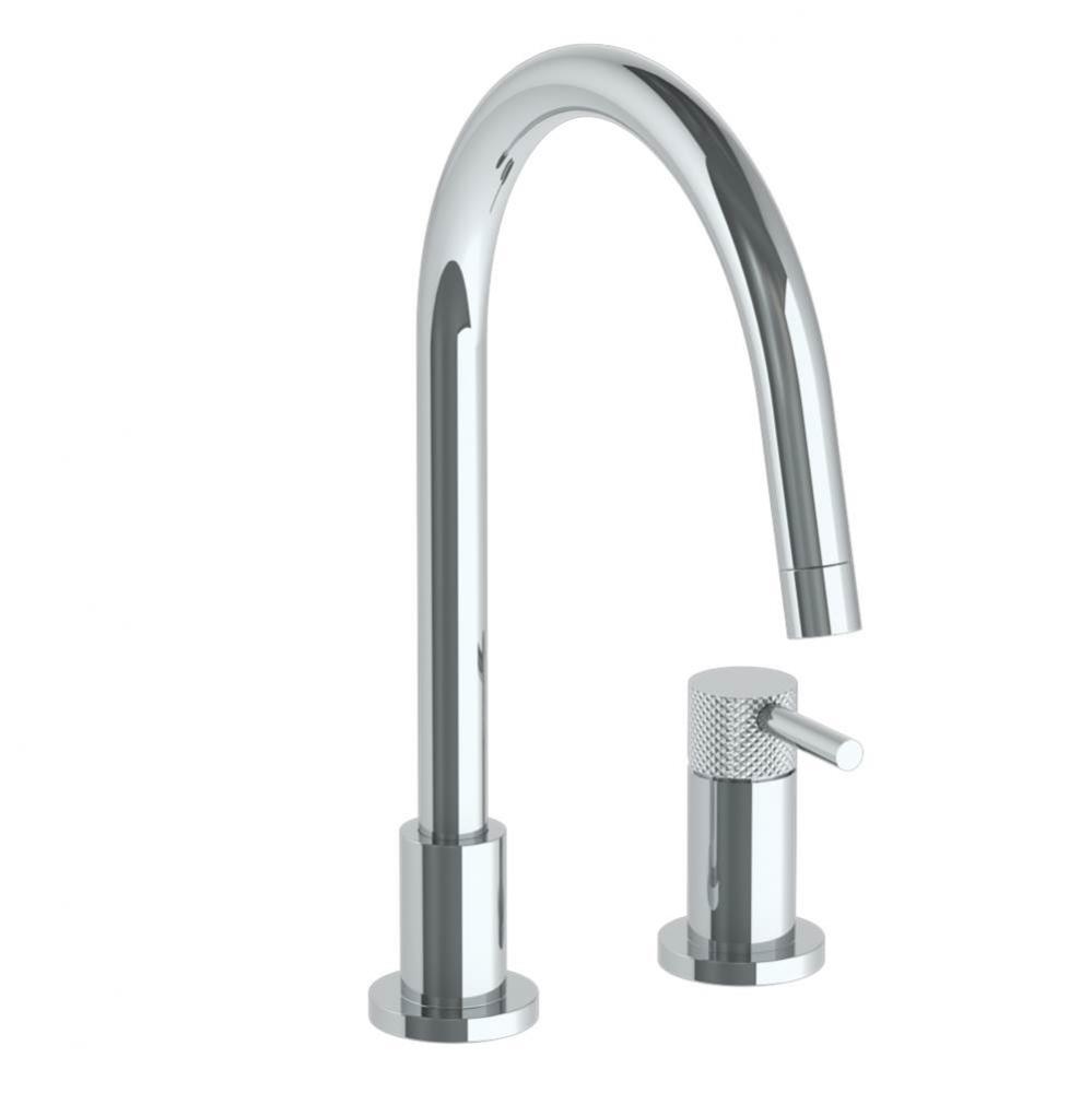 Deck Mounted 2 Hole Gooseneck Kitchen Faucet
