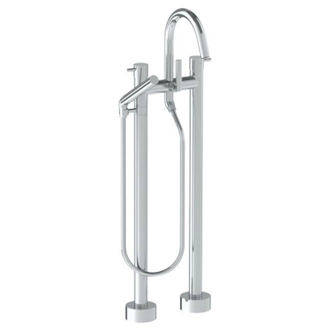 Floor Standing Bath set with Gooseneck Spout and Slim Hand Shower