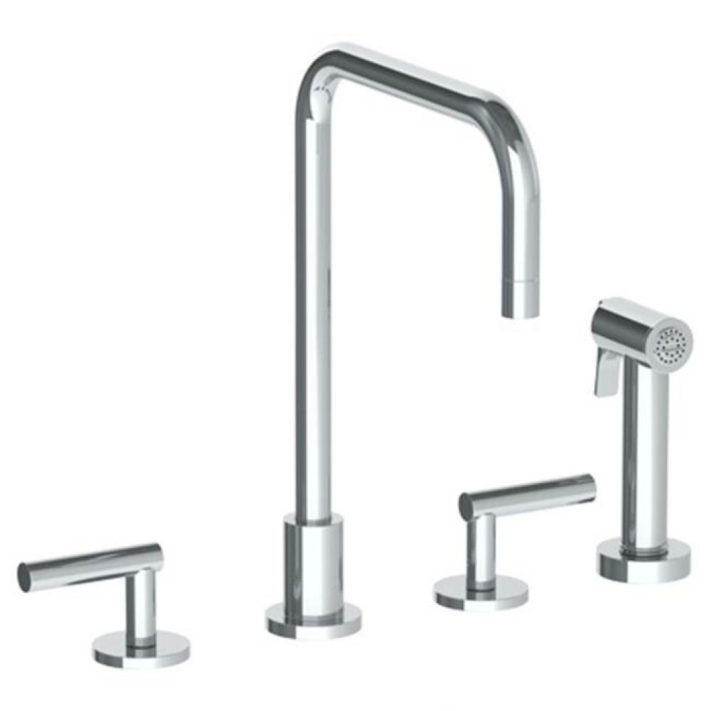 Deck Mounted 4 Hole Square Top Kitchen Set -  Includes Side Spray