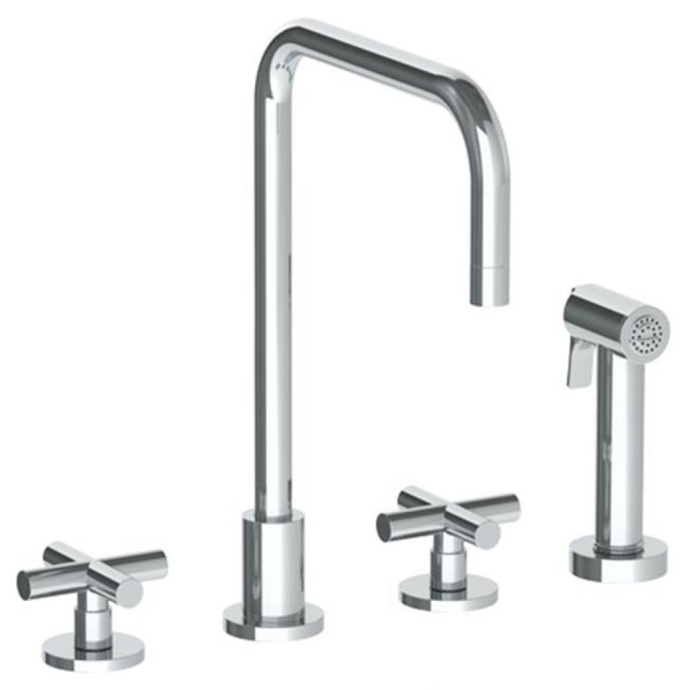 Deck Mounted 4 Hole Square Top Kitchen Set -  Includes Side Spray
