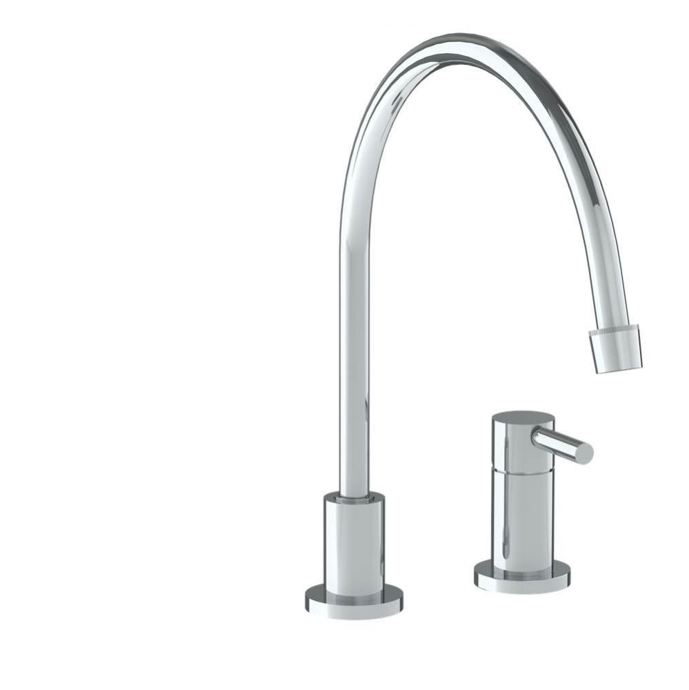 Deck Mounted 2 Hole Extended Gooseneck Kitchen Faucet