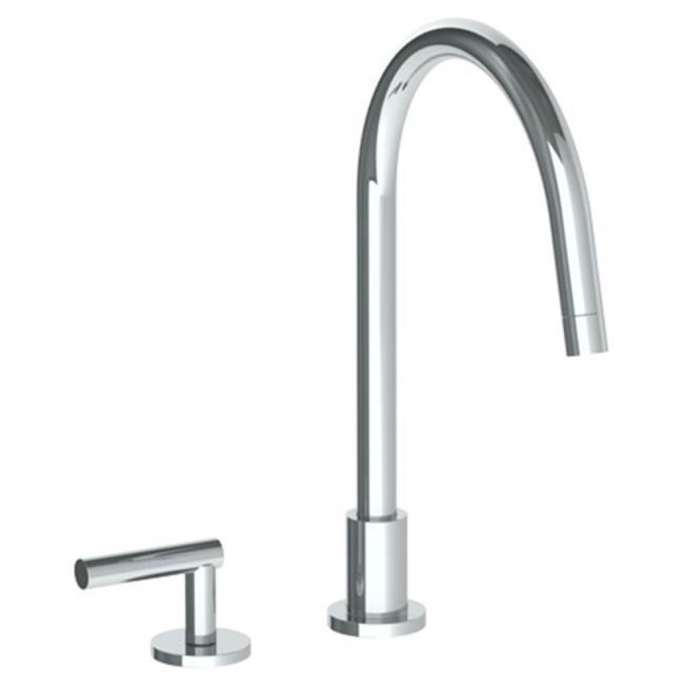 Deck Mounted 2 Hole Gooseneck Kitchen Faucet