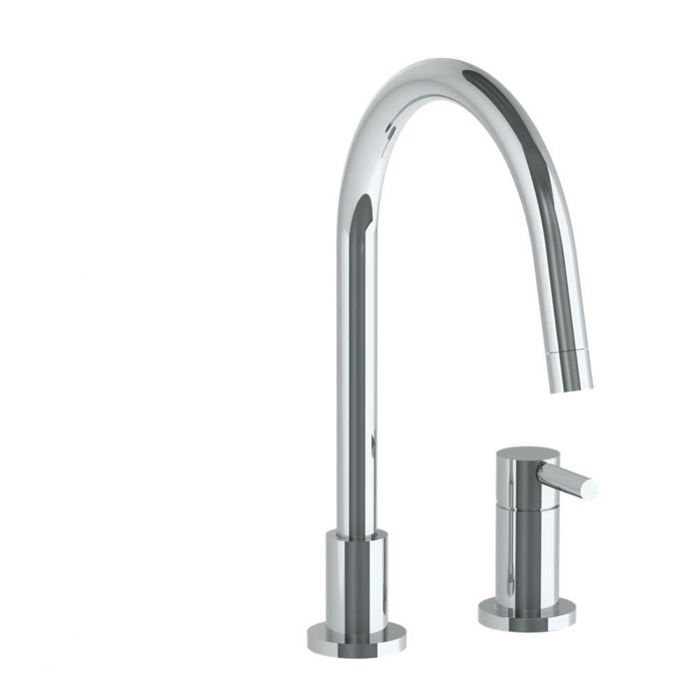 Deck Mounted 2 Hole Gooseneck Kitchen Faucet