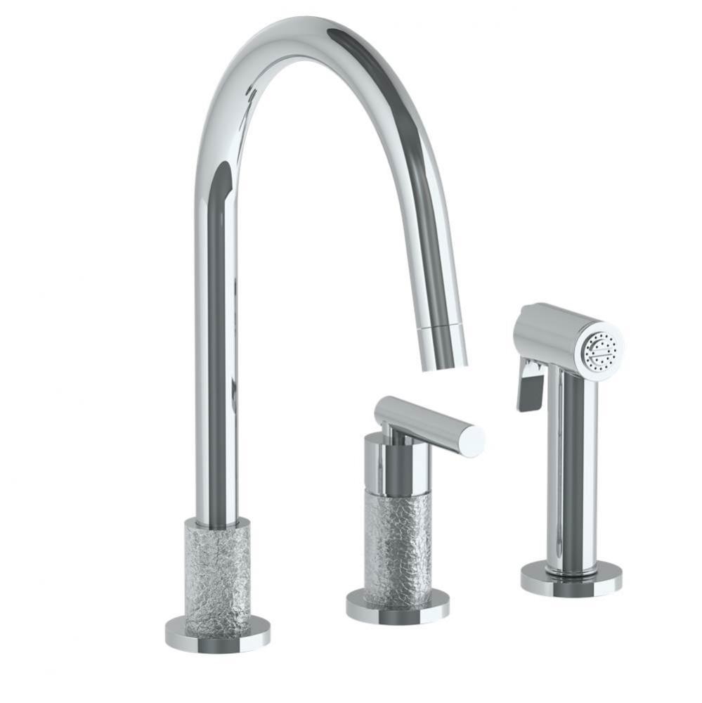Deck Mounted 3 Hole Kitchen Set - Includes Side Spray