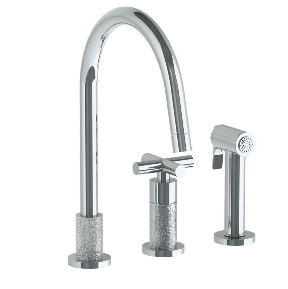 Deck Mounted 3 Hole Kitchen Set - Includes Side Spray