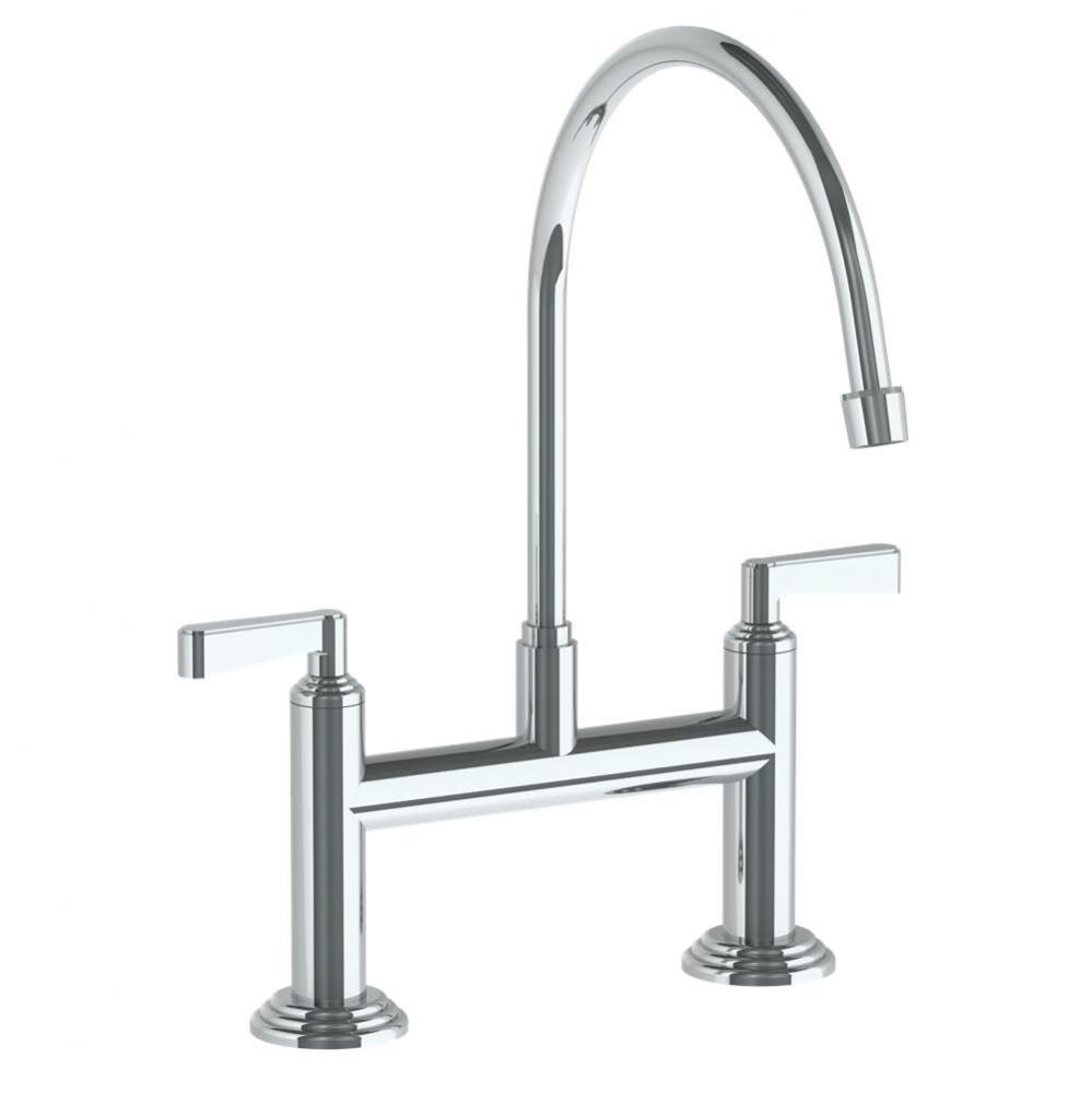 Deck Mounted Bridge Kitchen Faucet with Extended Spout