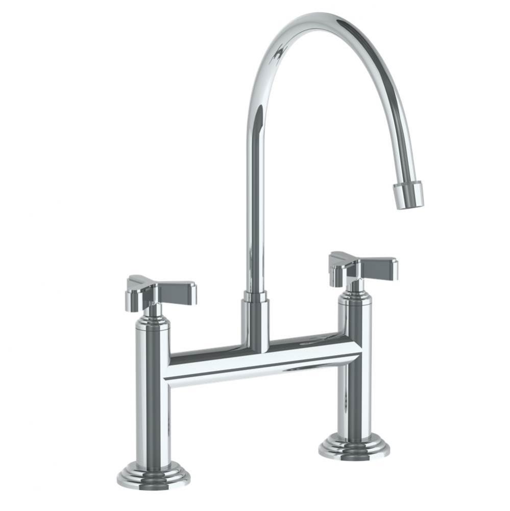 Deck Mounted Bridge Kitchen Faucet with Extended Spout
