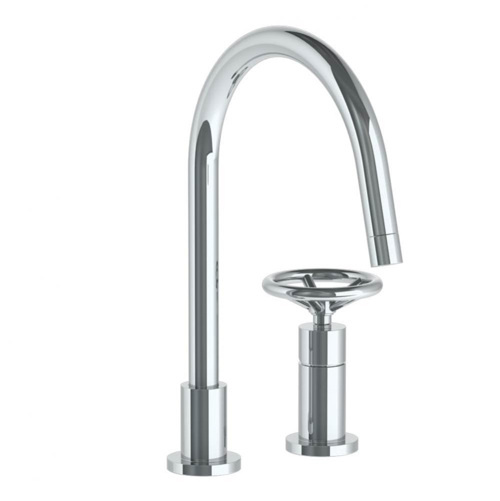 Deck Mounted 2 Hole Gooseneck Kitchen Faucet