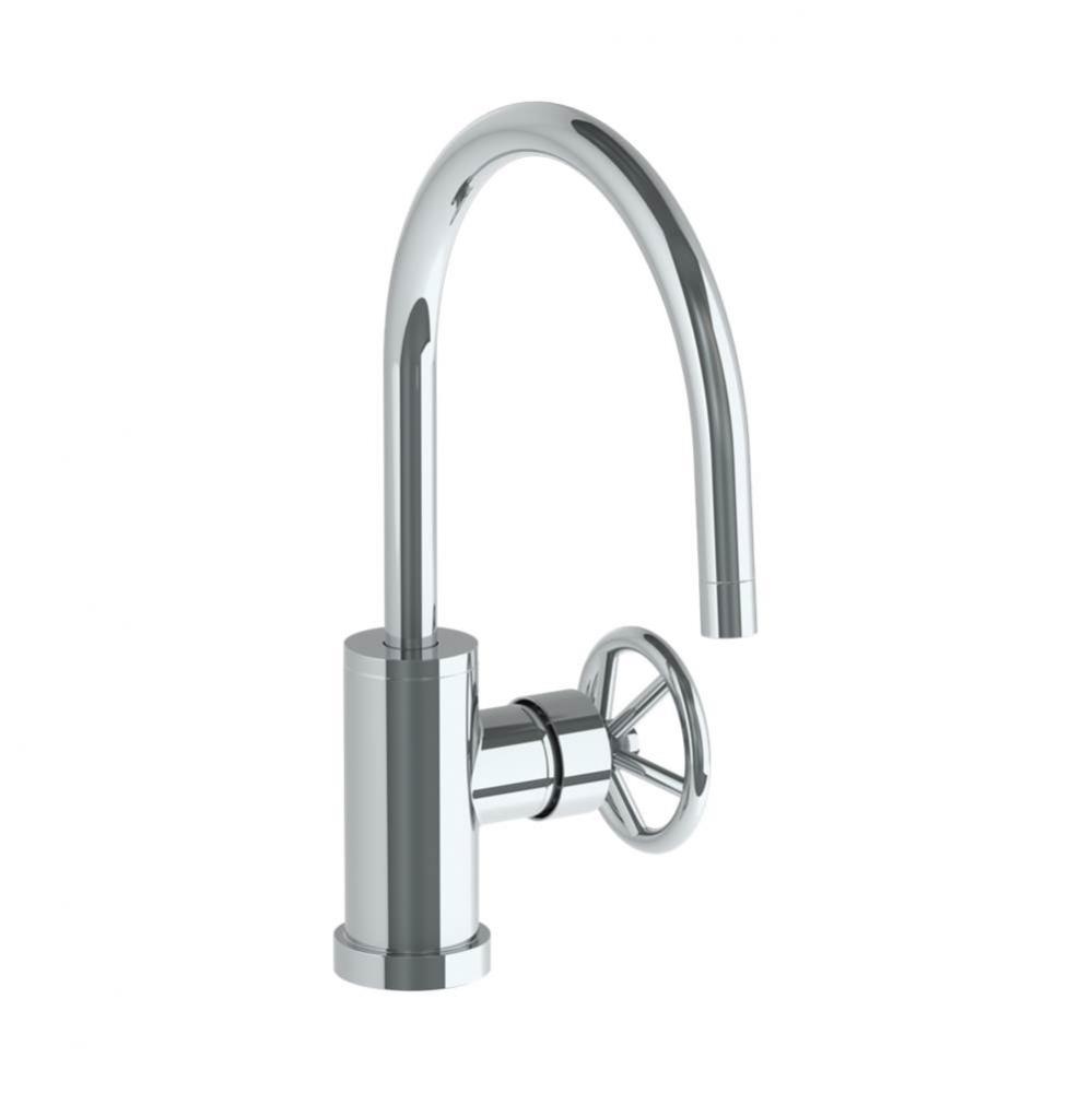 Deck Mounted 1 Hole Gooseneck Kitchen Faucet