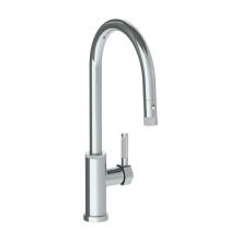 Watermark 111-7.3PG2-SP4-PC - Deck Mounted 1 Hole Gooseneck Kitchen Faucet with Pull Down Spray - High Spout