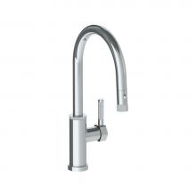 Watermark 111-7.3PG4-SP4-PC - Deck Mounted 1 Hole Gooseneck Kitchen Faucet with Pull Down Spray - Low Spout