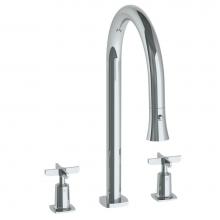Watermark 115-7PG2-MZ5-PC - Deck Mounted 3 Hole Gooseneck Kitchen Faucet with Pull Down Spray