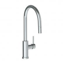 Watermark 22-7.3PG2-TIB-PC - Deck Mounted 1 Hole Gooseneck Kitchen Faucet with Pull Down Spray - High Spout