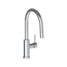 Watermark 22-7.3PG4-TIB-PC - Deck Mounted 1 Hole Gooseneck Kitchen Faucet with Pull Down Spray - Low Spout