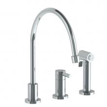 Watermark 23-7.1.3EGA-L8V-PC - Deck Mounted 3 Hole Extended Gooseneck Kitchen Set - Includes Side Spray